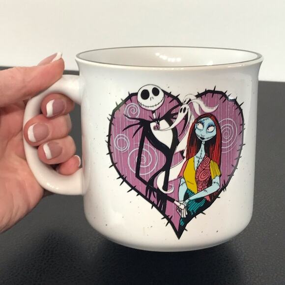 The Nightmare Before Christmas 20 oz Ceramic Mug Jack and Sally Heart Large Cup - Picture 3 of 11